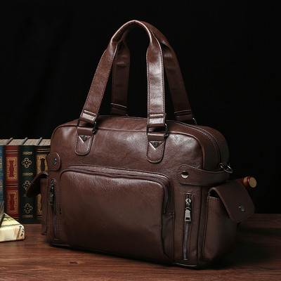 Eko bőrből készült alkalmi férfi táska rövid és hosszú füllel