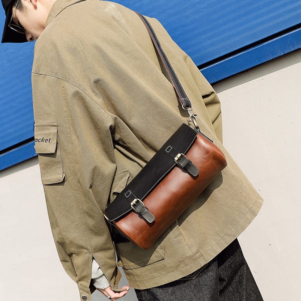 Modern férfi táska eco bőrből, csatokkal