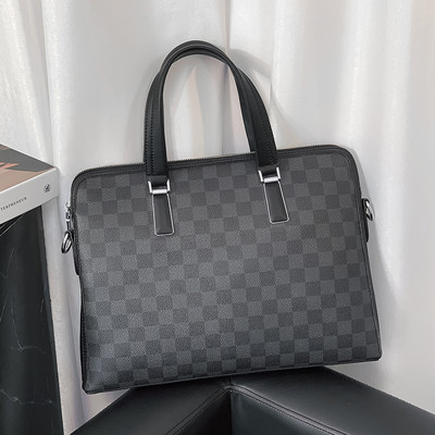 Ανδρική καρό τσάντα νέο μοντέλο - μαύρο χρώμα