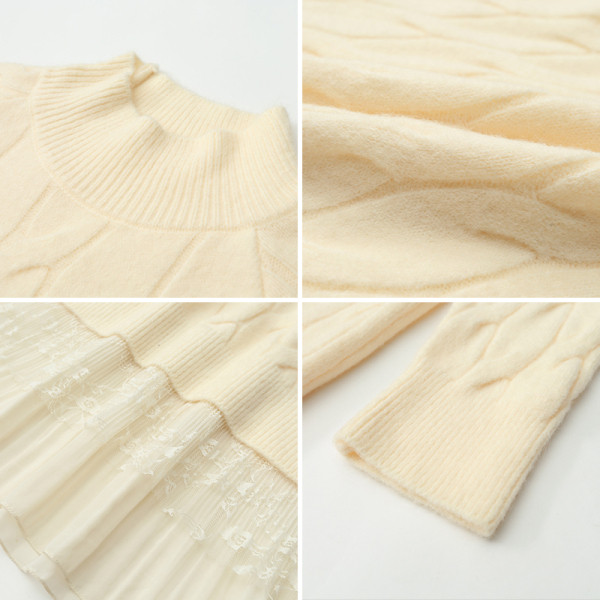 Megzta suknelė su nėriniais - nėščiosioms