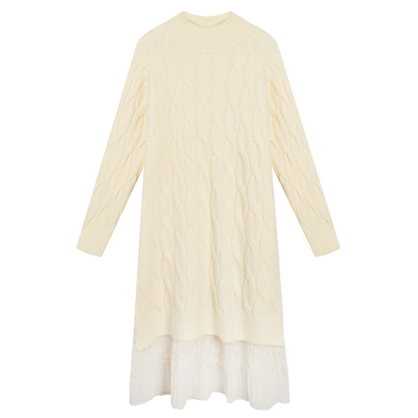 Megzta suknelė su nėriniais - nėščiosioms