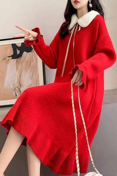 Őszi-téli kötött ruha kismamáknak