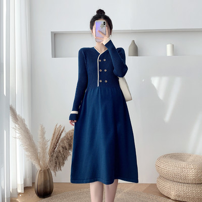 Kötött női ruha terhes nőknek, hosszú ujjal