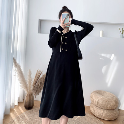 Kötött női ruha terhes nőknek, hosszú ujjal