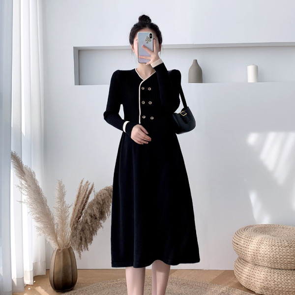 Kötött női ruha terhes nőknek, hosszú ujjal