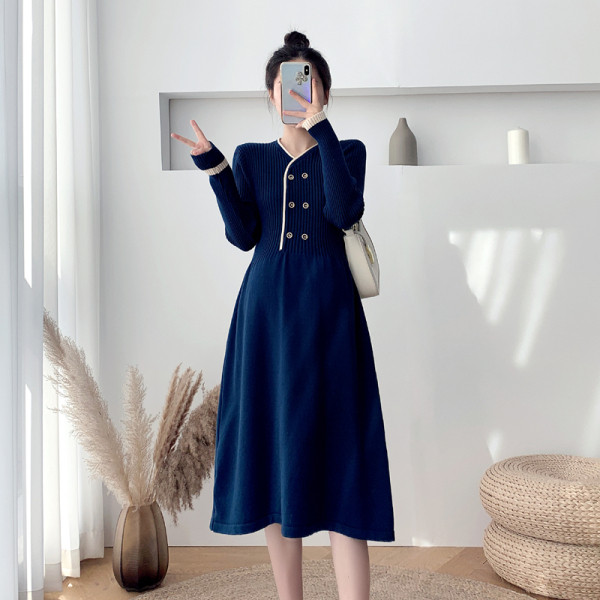 Kötött női ruha terhes nőknek, hosszú ujjal