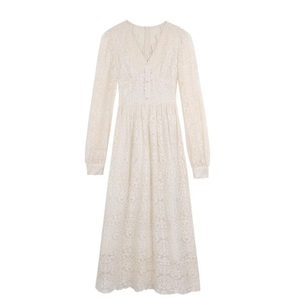 Pikk pitsi ja pikkade varrukatega kleit - rasedatele