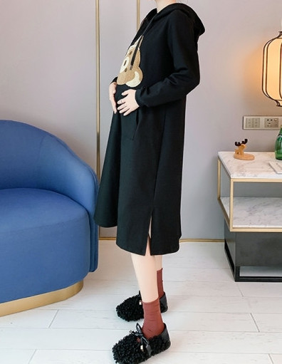 Alkalmi kismama ruha mintával és hosszú ujjú