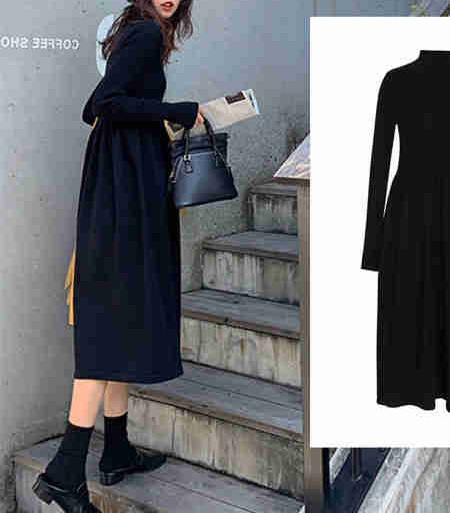 Alkalmi ruha alacsony gallérral és hosszú ujjú terhes nők számára