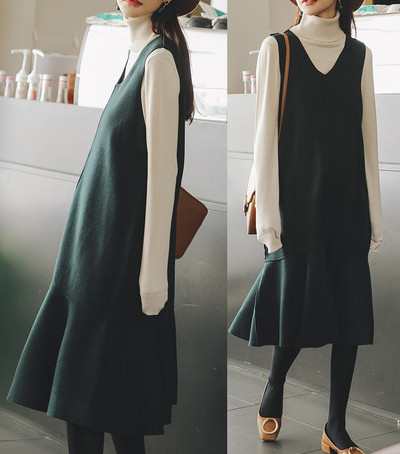 Нов модел рокля или рокля + блуза с шпиц деколте за бременни жени