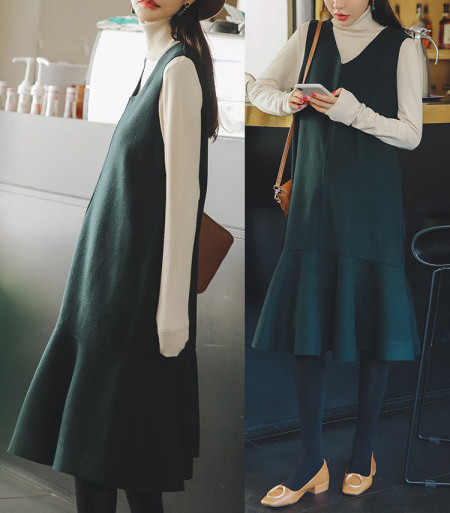 Нов модел рокля или рокля + блуза с шпиц деколте за бременни жени