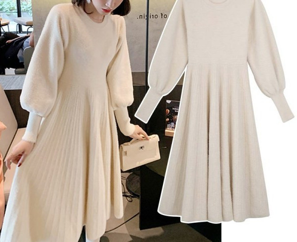 Нов модел рокля за бременни с овално деколте и дълъг ръкав