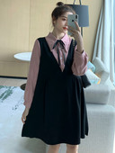 Ženska ležerna haljina s trakom i klasičnim ovratnikom