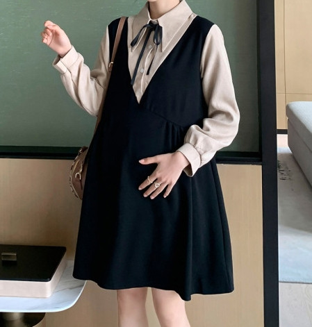 Ženska ležerna haljina s trakom i klasičnim ovratnikom