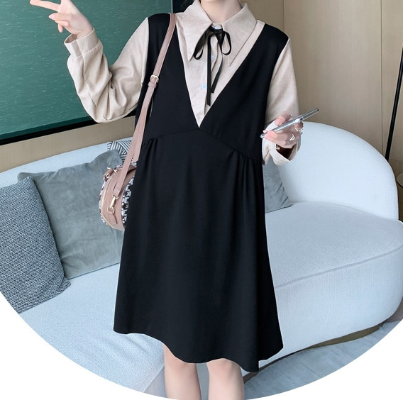 Ženska ležerna haljina s trakom i klasičnim ovratnikom