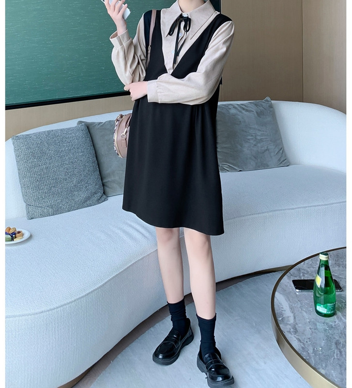 Ženska ležerna haljina s trakom i klasičnim ovratnikom