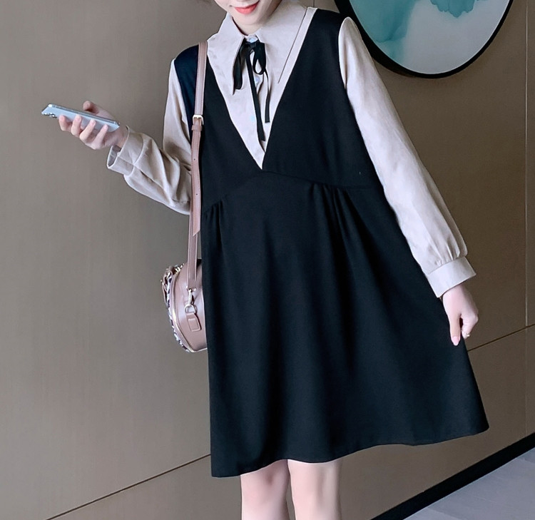 Ženska ležerna haljina s trakom i klasičnim ovratnikom