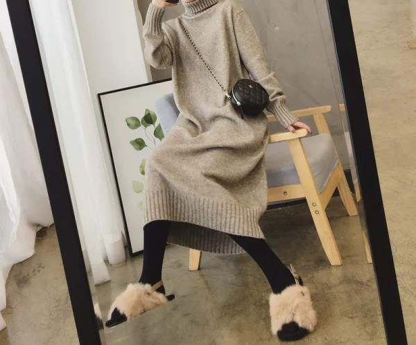 Neljas värvitoonis talvekleit rasedatele