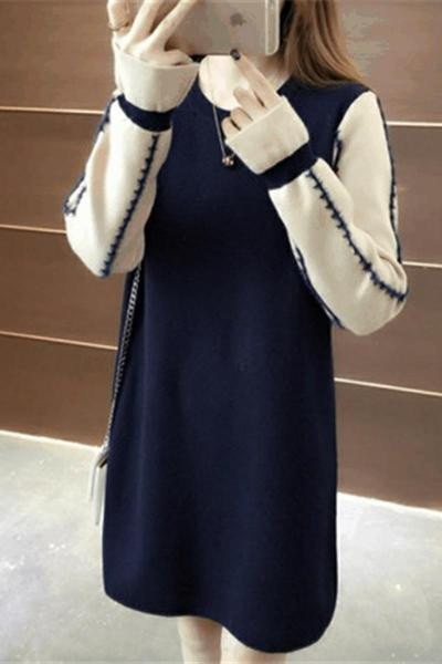 Őszi-téli ruha kerek nyakkivágással kismamáknak