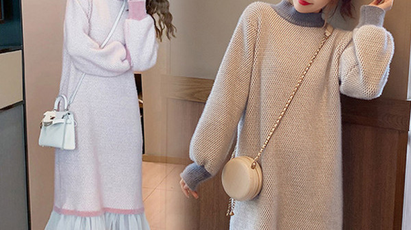 Hosszú ujjú, tüll női ruha terhes nők számára