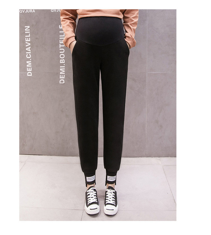 Női nadrág meleg béléssel és zsebekkel, terhes nők számára