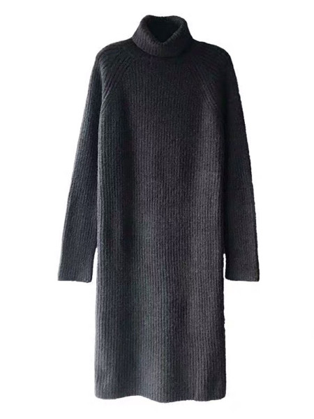 Kötött női hosszú ruha magas pólógallérral, négy színben
