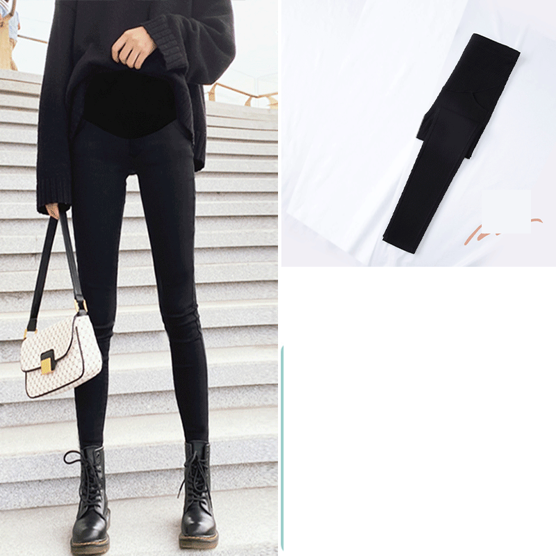 Μαύρνο γυναικείο κολάν με φαρδιά ελαστική για έγκυες γυναίκες