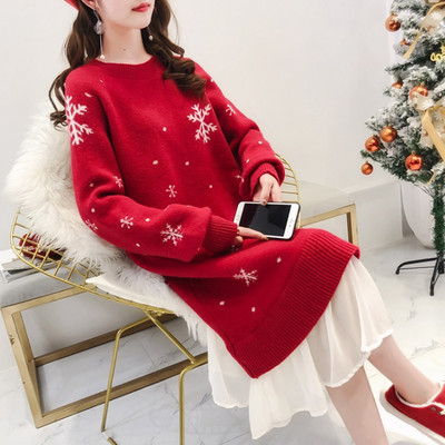 Ежедневна дамска коледна рокля подходяща за бременни