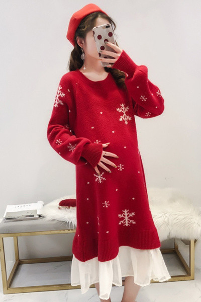 Ежедневна дамска коледна рокля подходяща за бременни