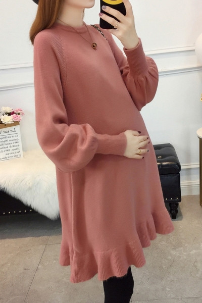 Új modell női ruha ovális nyakkivágással, terhes nők számára