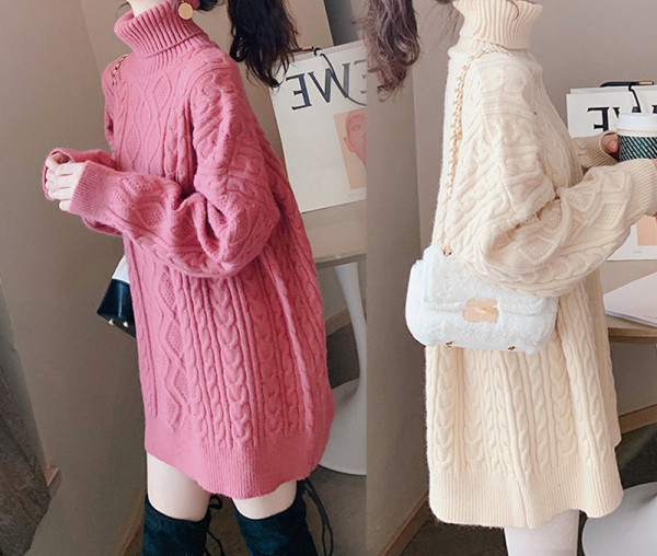 Naiste kõrge polo kraega talvekampsun rasedatele naistele