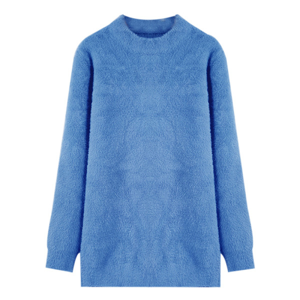 Пухен пуловер за бременни с ниска яка