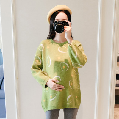 Női pulóver terhes nők számára, ovális nyakkivágással