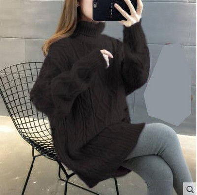 Vastag pulóver terhes nők számára, magas gallérral