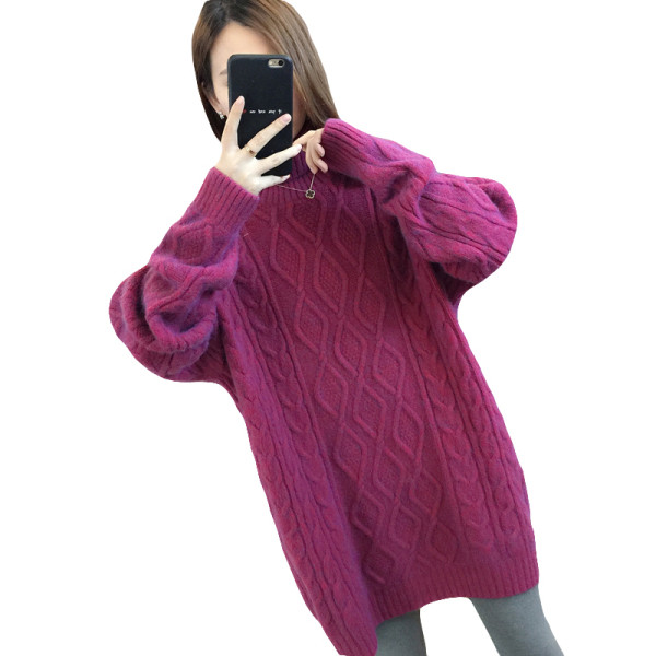 Vastag pulóver terhes nők számára, magas gallérral