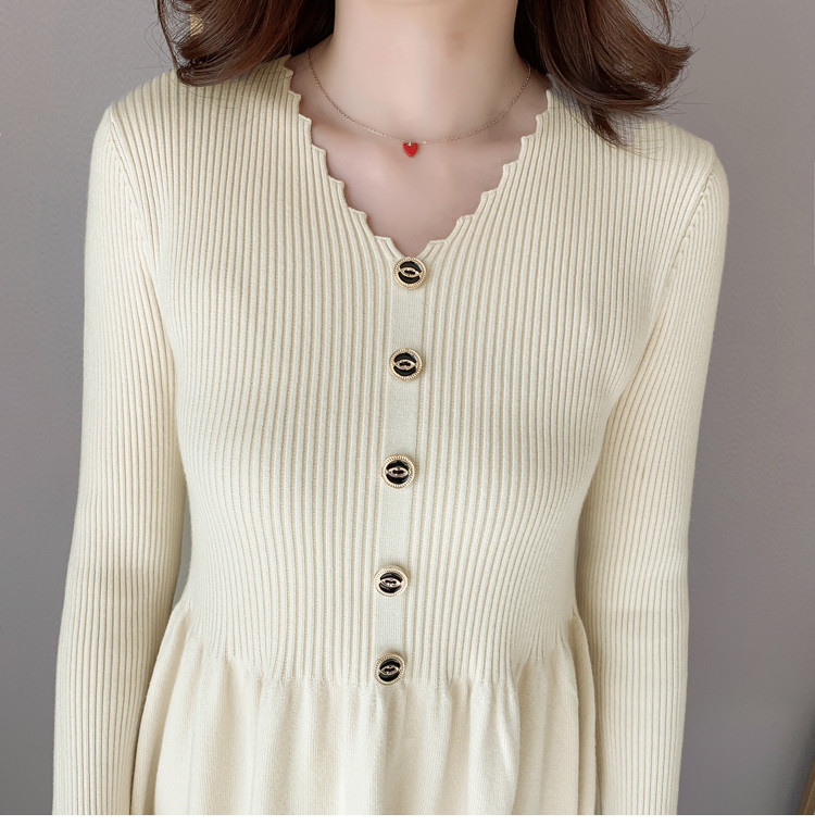 Плетена разкроена рокля с копчета за бременни