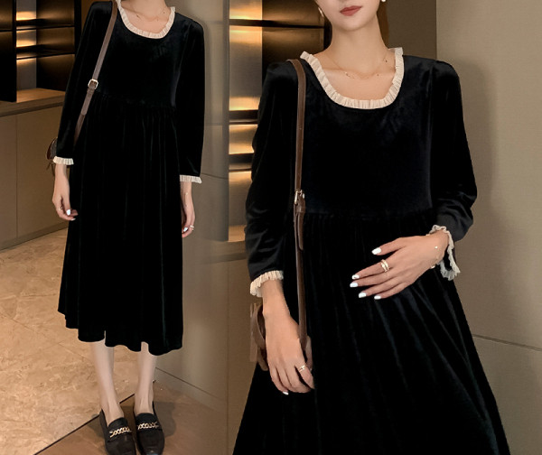 Pikk musta värvi kleit rasedatele