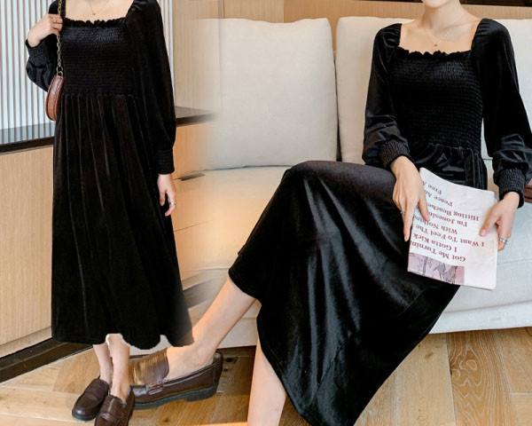 Fekete hosszú ruha terhes nőknek