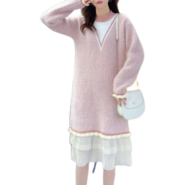 Hosszú női ruha terhes nőknek tüllvel