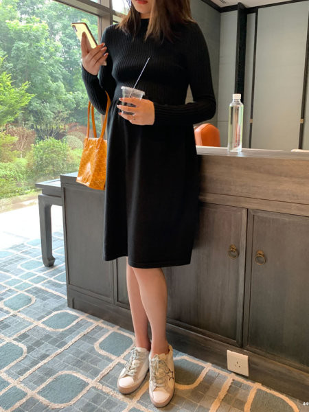 Rochie casual dama tricotata cu guler inalt - pentru gravide