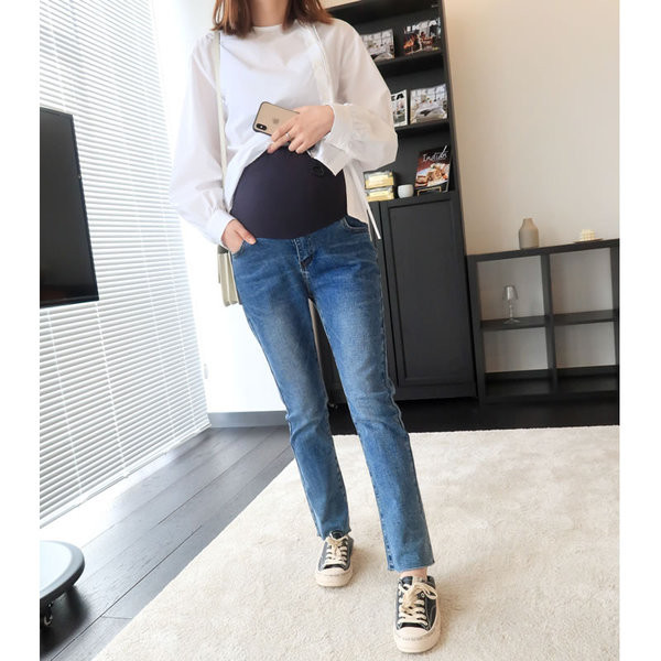 Kék színű gumis női farmer kismamáknak