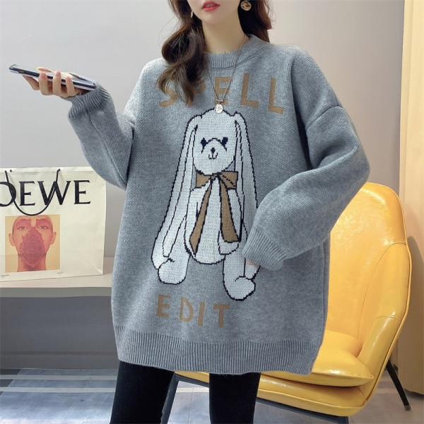 Terhes nők pulóver nyúl rátéttel és felirattal