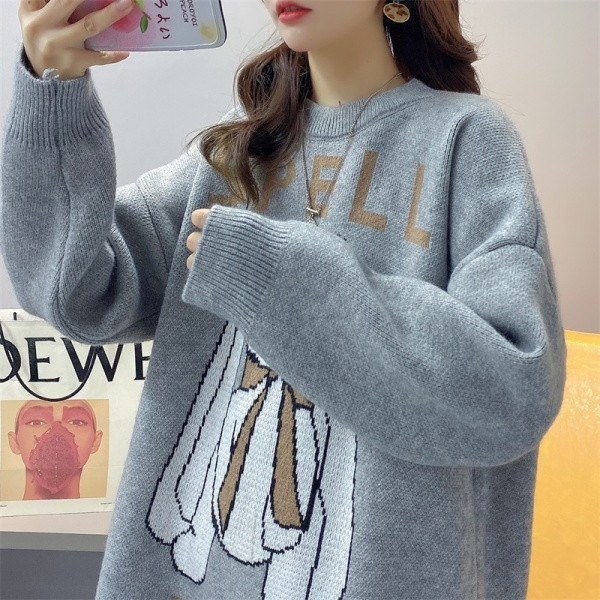 Terhes nők pulóver nyúl rátéttel és felirattal