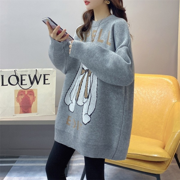 Terhes nők pulóver nyúl rátéttel és felirattal