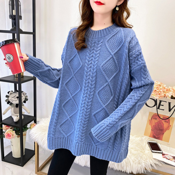 Kootud ümara kaelusega talvekampsun rasedatele