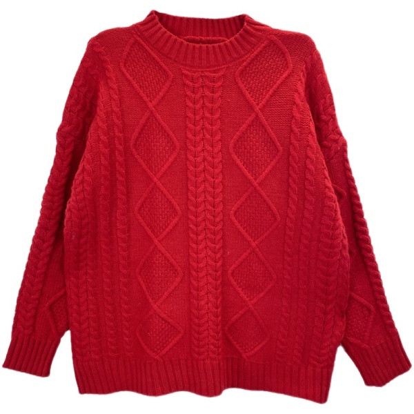 Kootud ümara kaelusega talvekampsun rasedatele