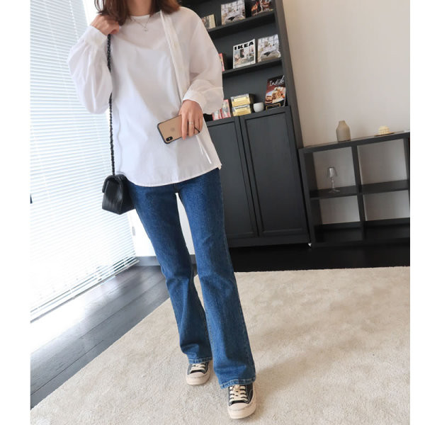Γυναικεία τζιν casual με ελαστικό φαρδύ μοντέλο