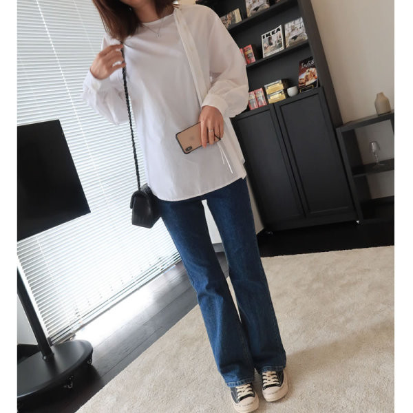 Γυναικεία τζιν casual με ελαστικό φαρδύ μοντέλο