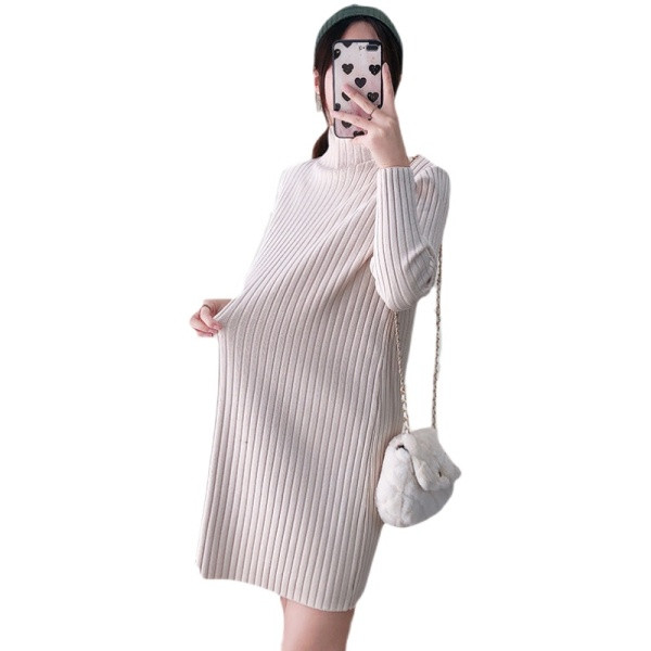 Casual κοτλέ φόρεμα για εγκύους με κολάρο 