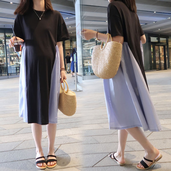 Lühikeste varrukatega naiste kleit rasedatele